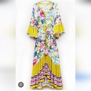 Aratta Multicolor Floral Long Sleeve Dress